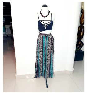 💥Flowing Fabric Wood Button Down Midi Skirt